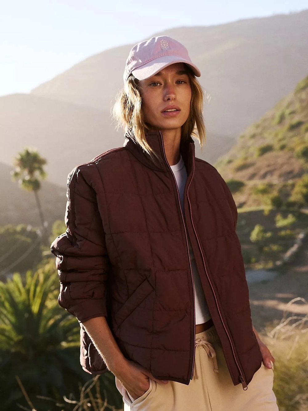 Free People FP Movement Pippa Packable Puffer Jacket Bitter Chocolate Brown L